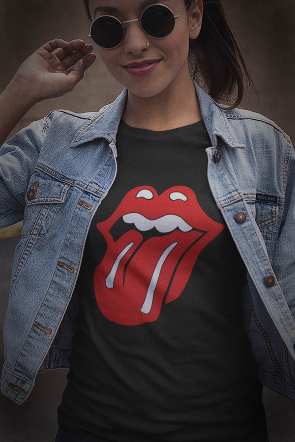 Rolling Stones tongue and lips graphic T-Shirt. Iconic design featuring the Rolling Stones tongue graphic made famous by the band. For all the Stones fans… enjoy.. Mens black I  Offbeet Shirts