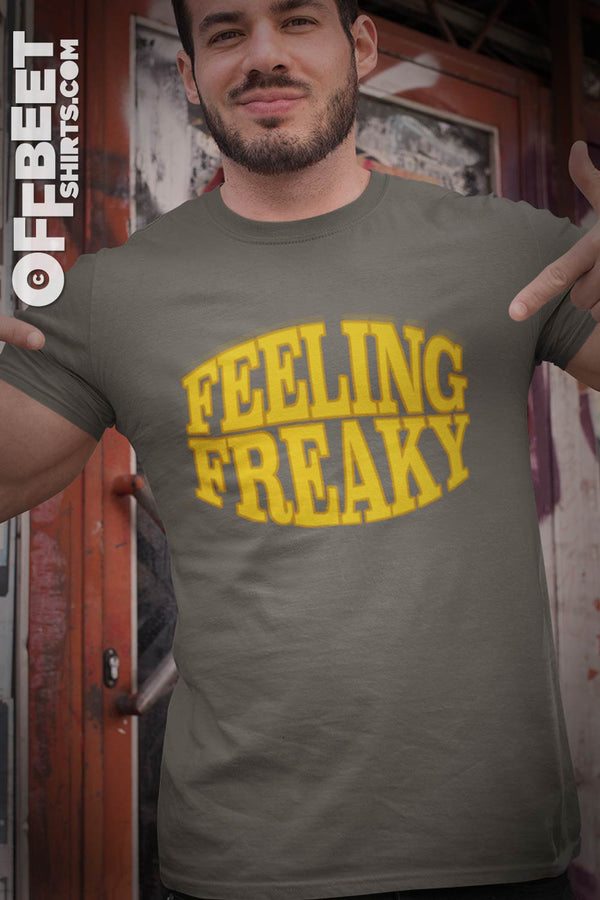 Feeling Freaky Funny Mens Graphic Tee - asphalt. ©Offbeet Shirts
