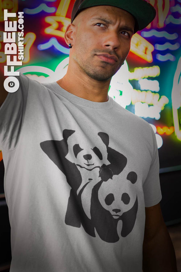 Panda style graphic Men’s Graphic T-shirt A play on the well known gangnam style (doggy style really). That kind of looks like the WWF panda taking one for the team. 