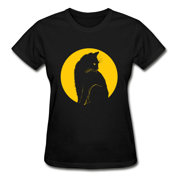 Cat in the moonlight graphic T-Shirt - black