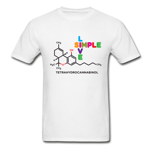 Live simple, Cannabis, Marijuana Chemical structure graphic T-Shirt - white