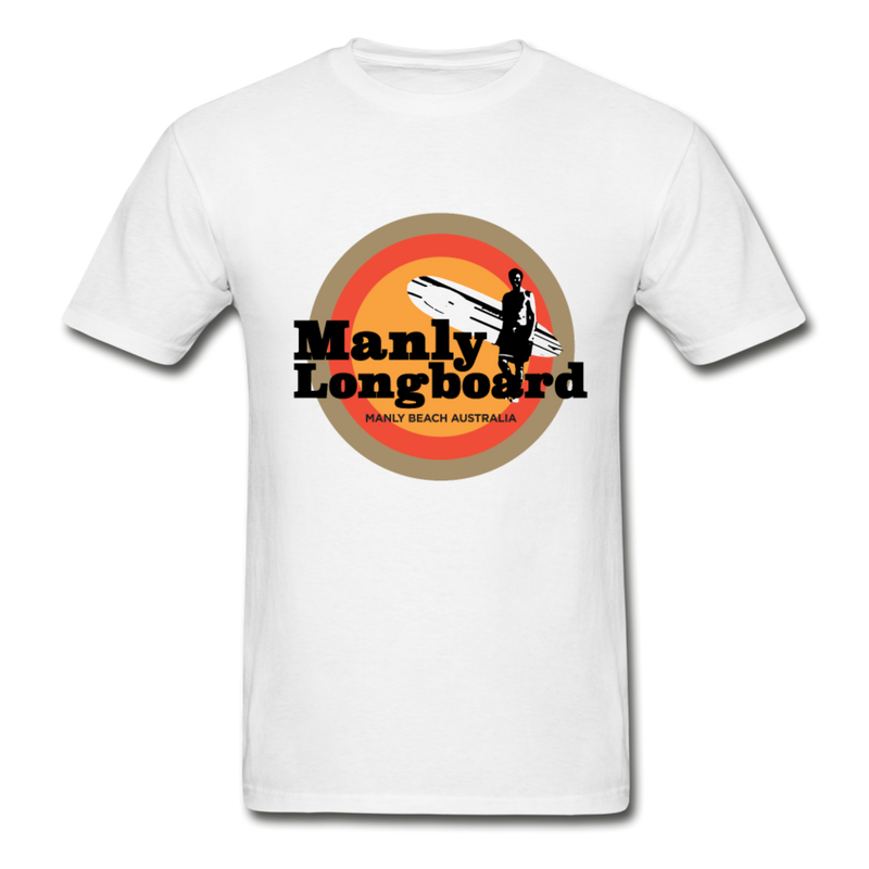 Manly Longboard retro surf graphic T-Shirt - white