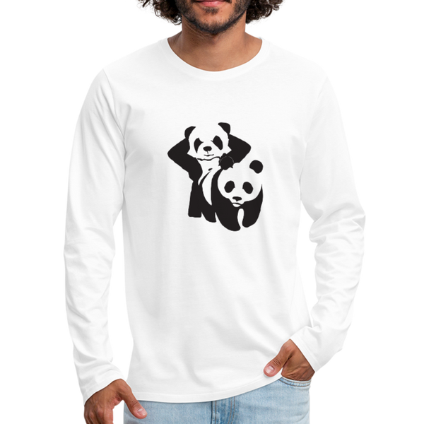 Panda style Long Sleeve graphic Shirt - white Panda style. A play on the well known gangnam style. Two pandas doing it doggy style. White Mens t-shirt  I  Offbeet Shirts