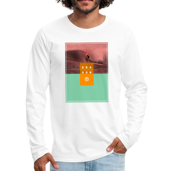 Sea Son Classic Long Sleeve Graphic T-Shirt - white. © 2019 Offbeet Shirts original design