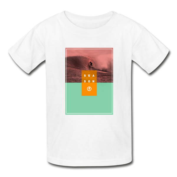 Sea Son Classic Youth Graphic T-Shirt - white.© 2019  Offbeet Shirts original design.