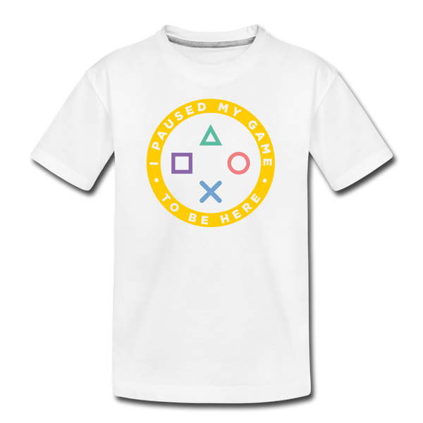 I paused my game to be here Kids Graphic Tee - white