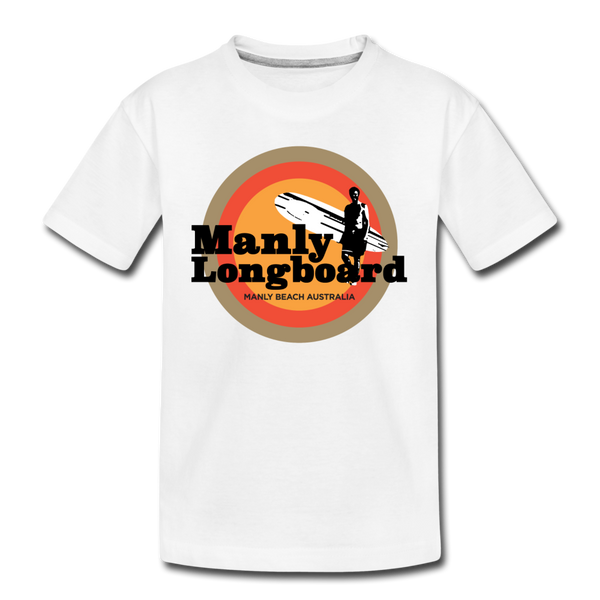 Manly Longboard retro surf Kids' Tee - white