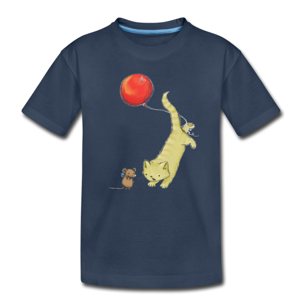 Cat and Mouse Play Kid’s cute Tee - navy