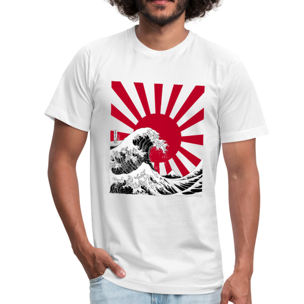 The Great Wave Under a rising sun Mens Graphic Tee - white