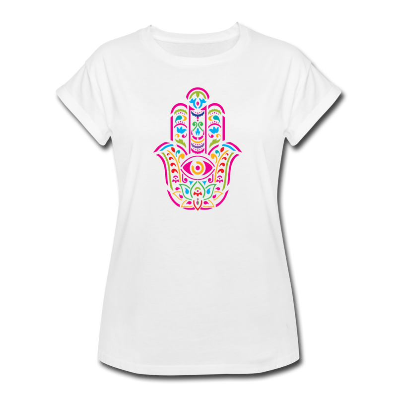 Hamsa Hand of protectionn graphic T-Shirt - white