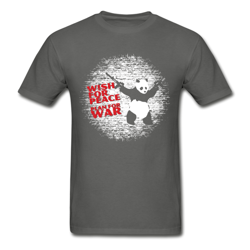 Wish for peace plan for war graphic T-Shirt - charcoal