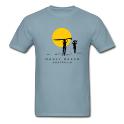 Manly Beach sunrise retro surf graphic T-Shirt - stonewash blue