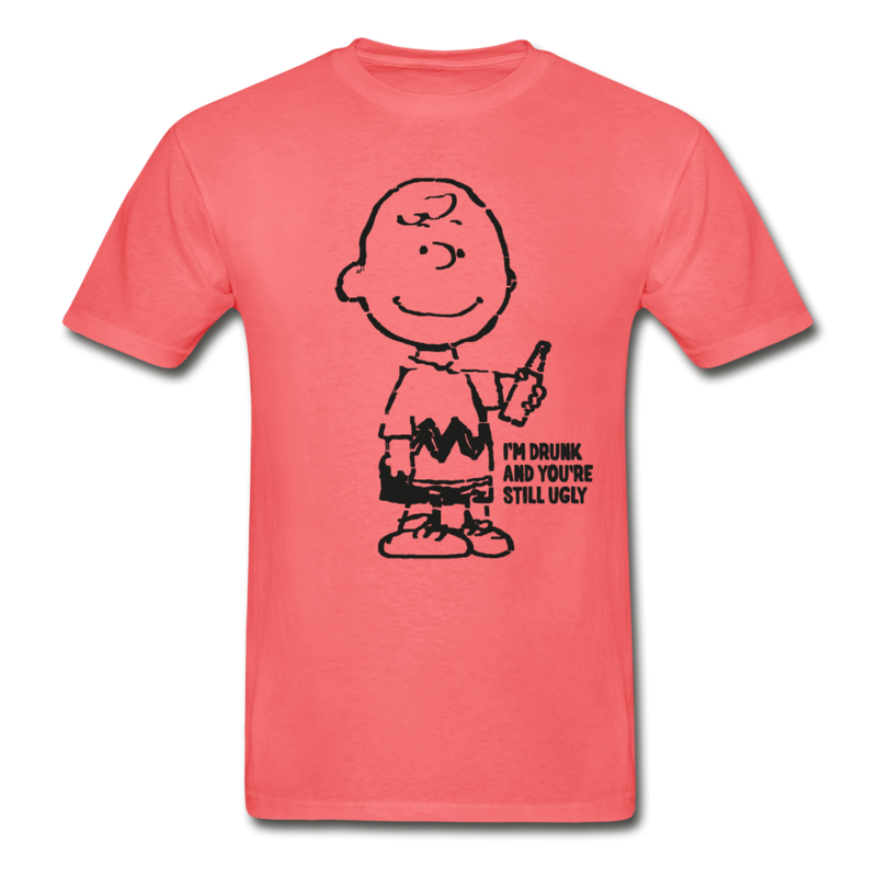 I'm drunk and you’re still ugly Charlie Brown graphic T-Shirt - coral