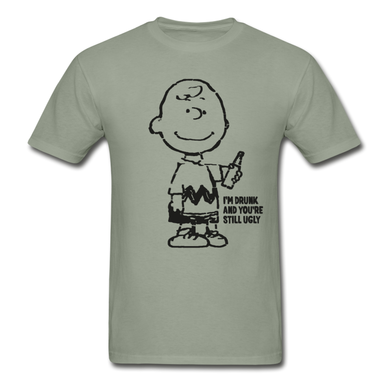 I'm drunk and you’re still ugly Charlie Brown graphic T-Shirt - stonewash green