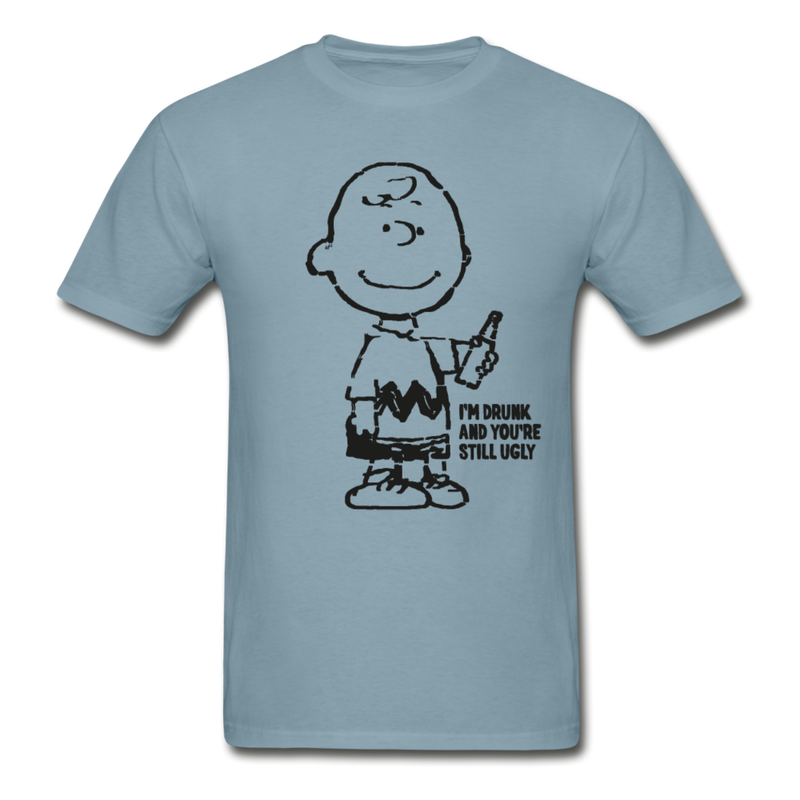 I'm drunk and you’re still ugly Charlie Brown graphic T-Shirt - stonewash blue