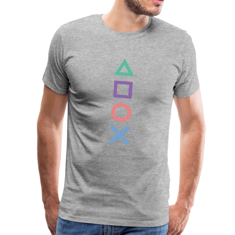 Playstation Gamer Console Symbols Mens Graphic Tee - heather gray