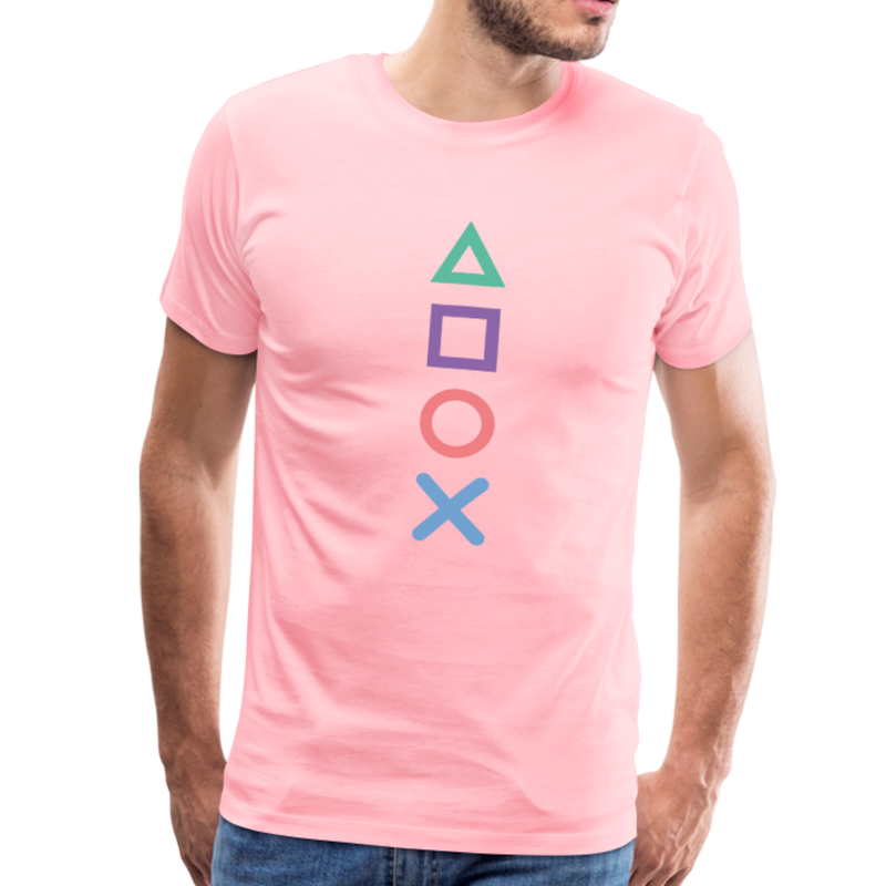 Playstation Gamer Console Symbols Mens Graphic Tee - pink