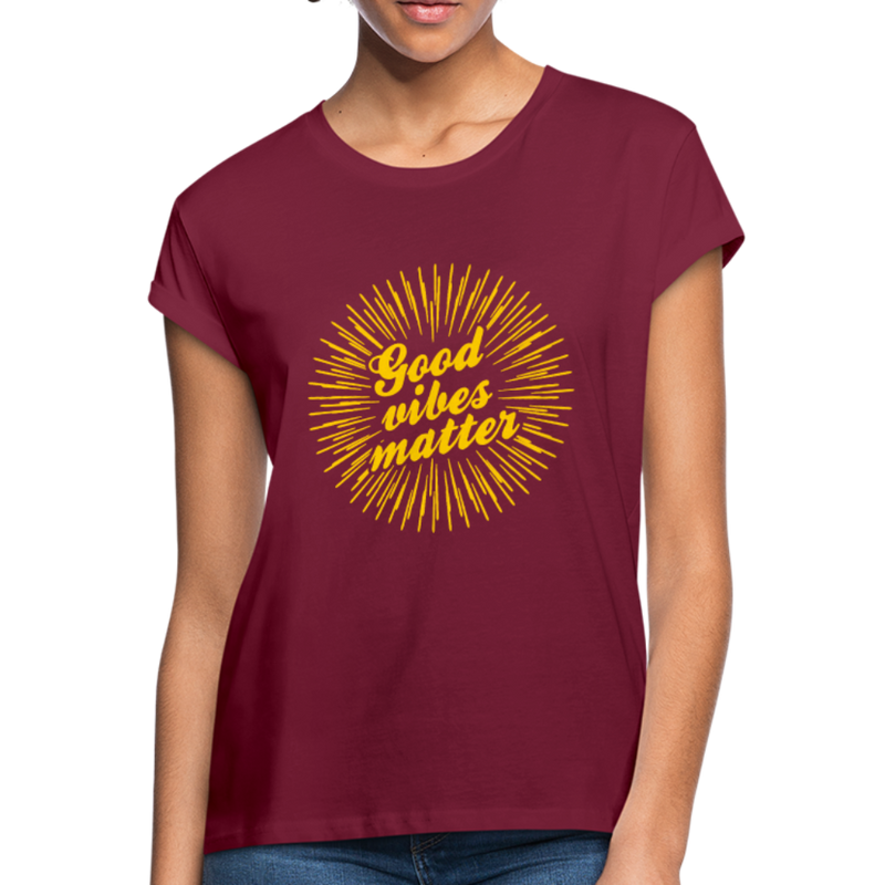 Good Vibes Matter Women's Graphic Tee - burgundy