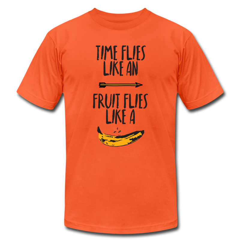 Time flies like an arrow, Fruit flies like a banana Men’s funny tee - orange