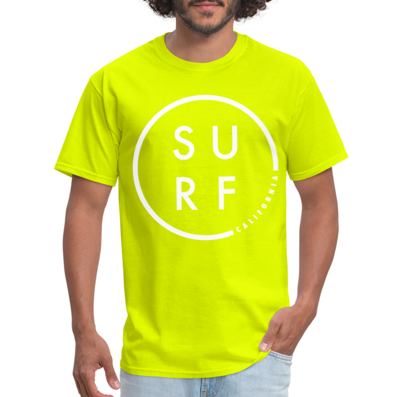 Surf California Classic Cool Mens Graphic Tee - safety green